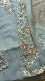 Blue Parsi Embroidery unstitched suit