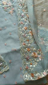 Blue Parsi Embroidery unstitched suit