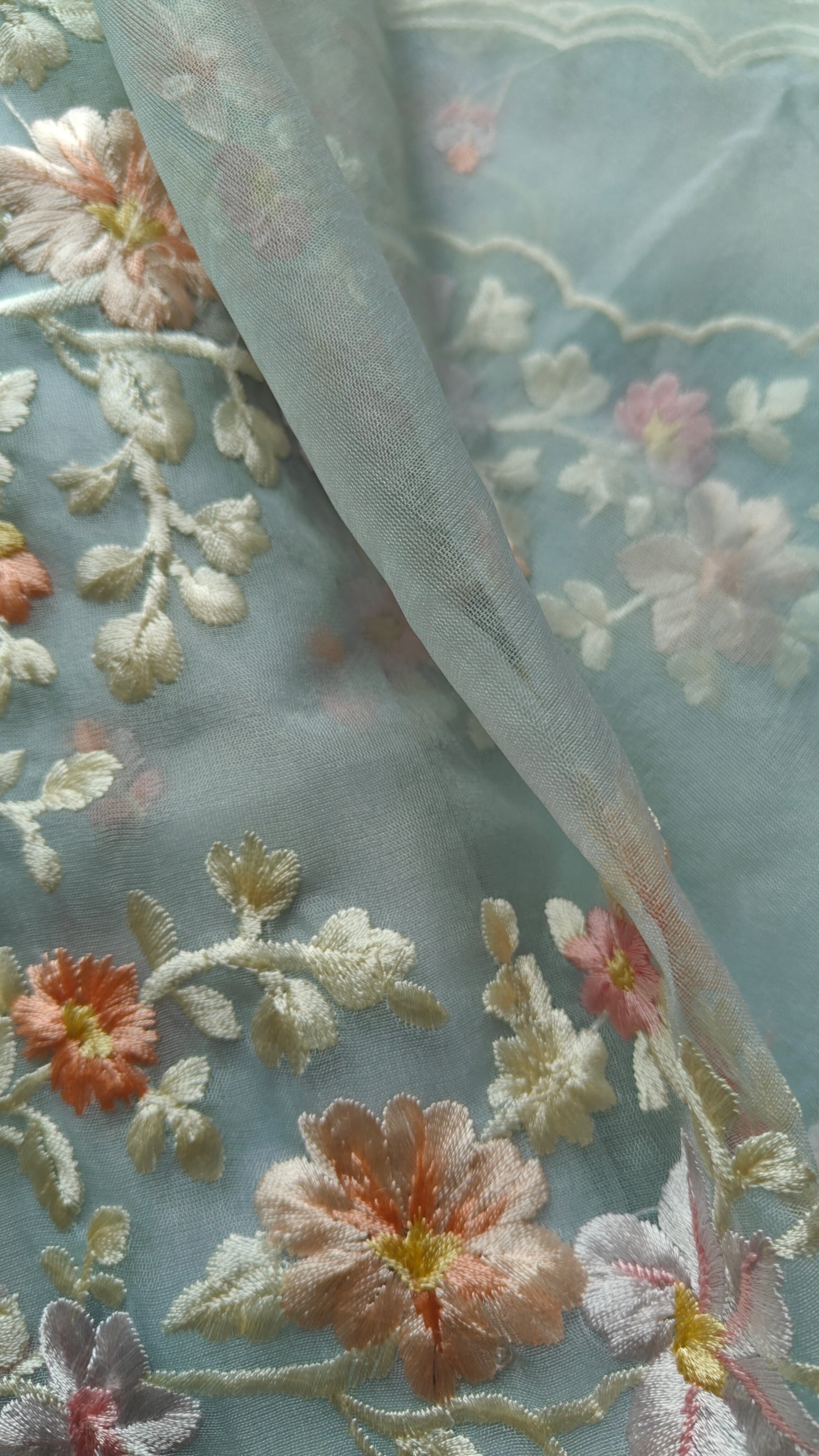 Blue Parsi Embroidery unstitched suit