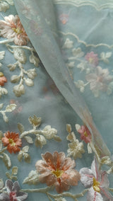 Blue Parsi Embroidery unstitched suit