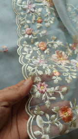 Blue Parsi Embroidery unstitched suit