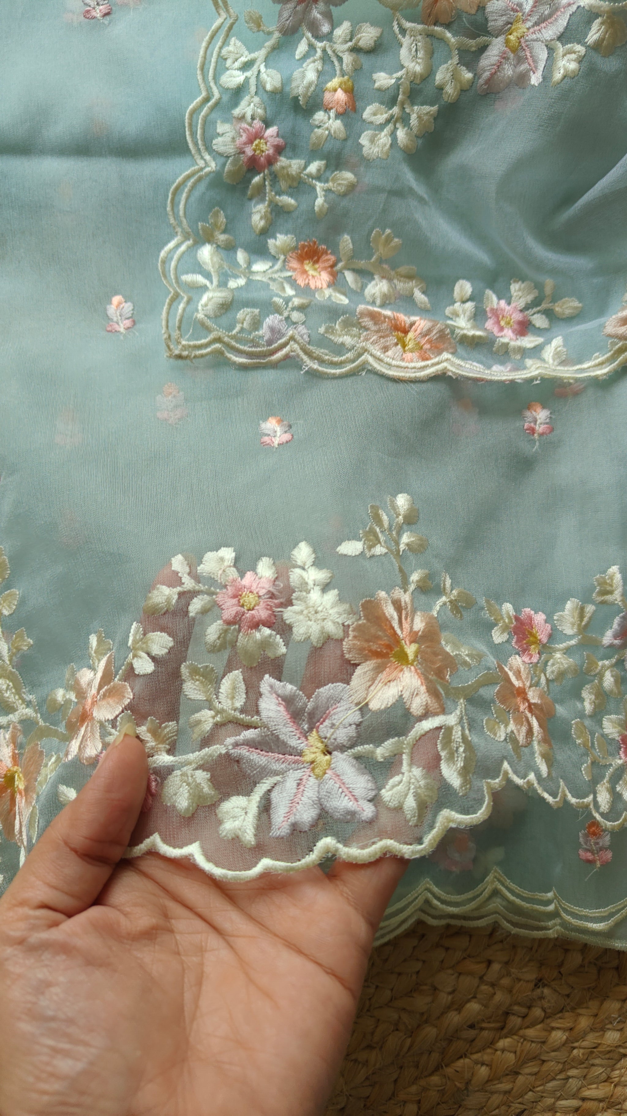 Blue Parsi Embroidery unstitched suit