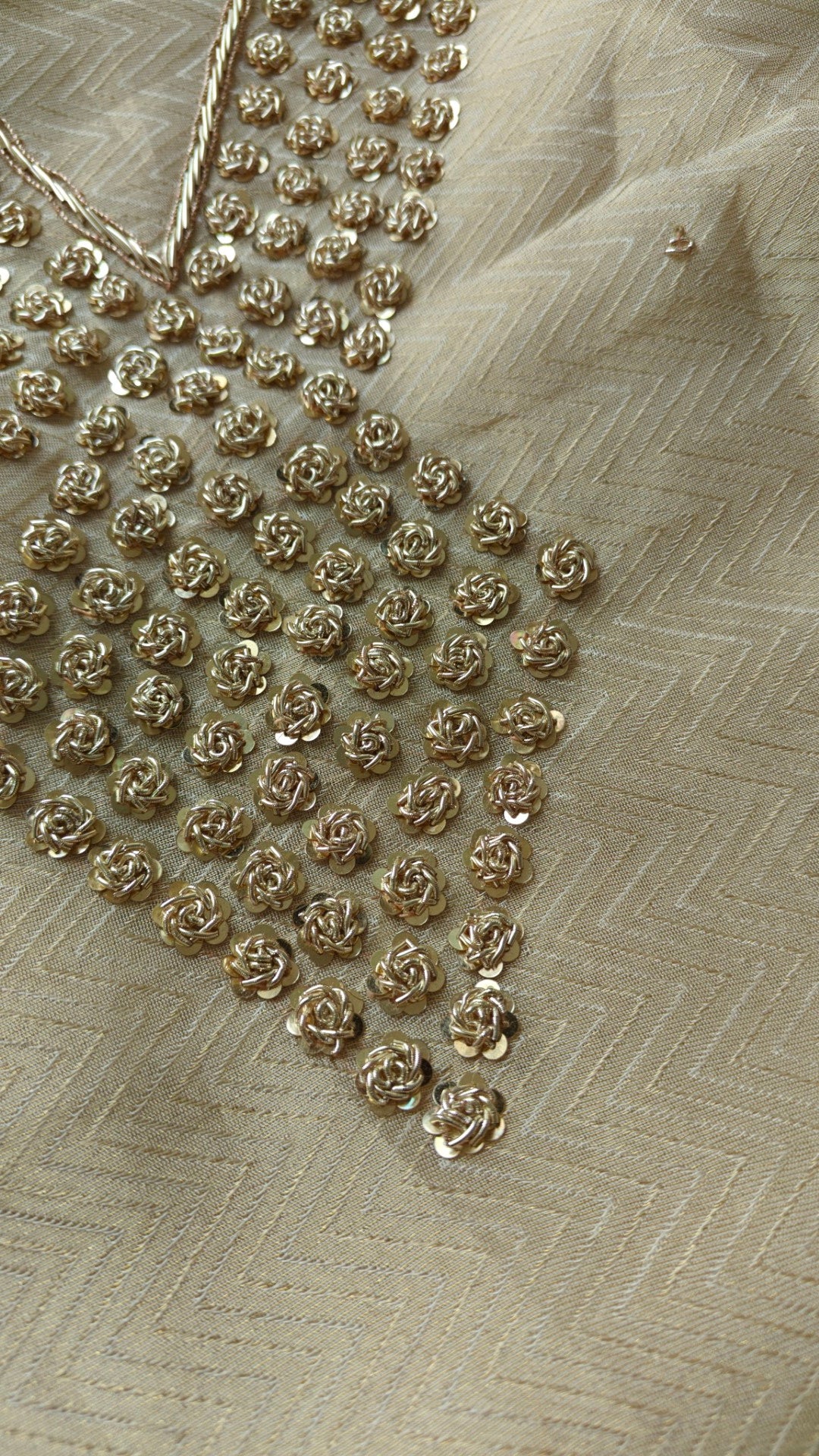 Partywear Gold kurta with Red dupatta unstitched suit set