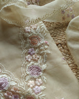 Beige V neck Parsi Embroidery Pure Organza unstitched suit
