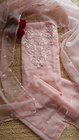 Pink Embroidery Unstitched Suit