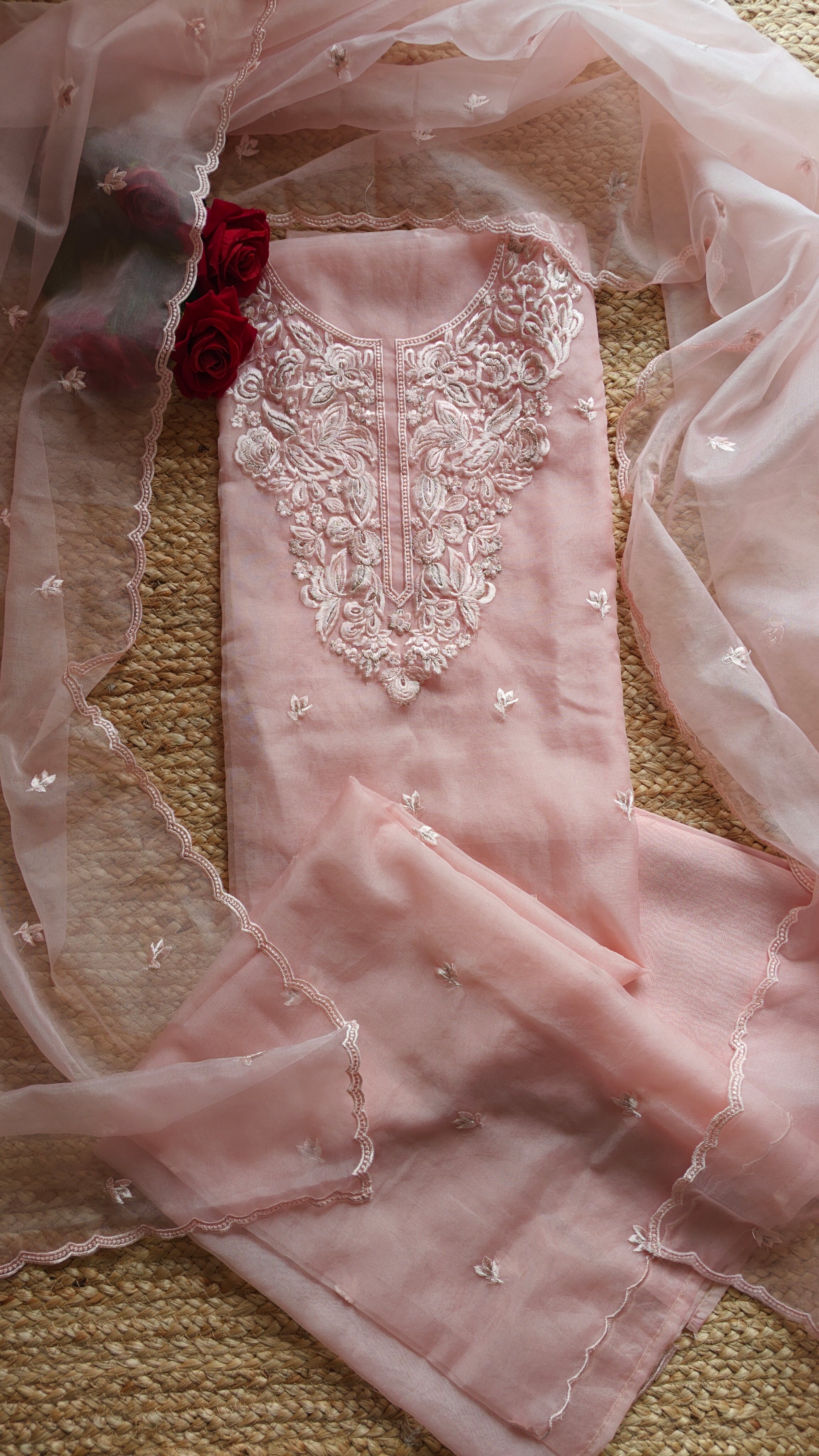 Pink Embroidery Unstitched Suit