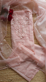 Pink Embroidery Unstitched Suit