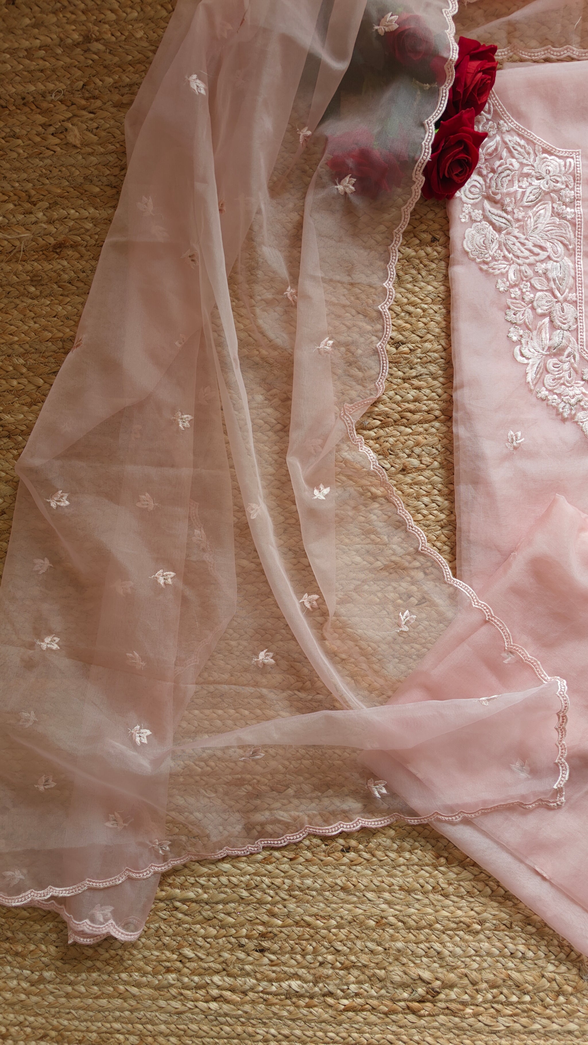 Pink Embroidery Unstitched Suit