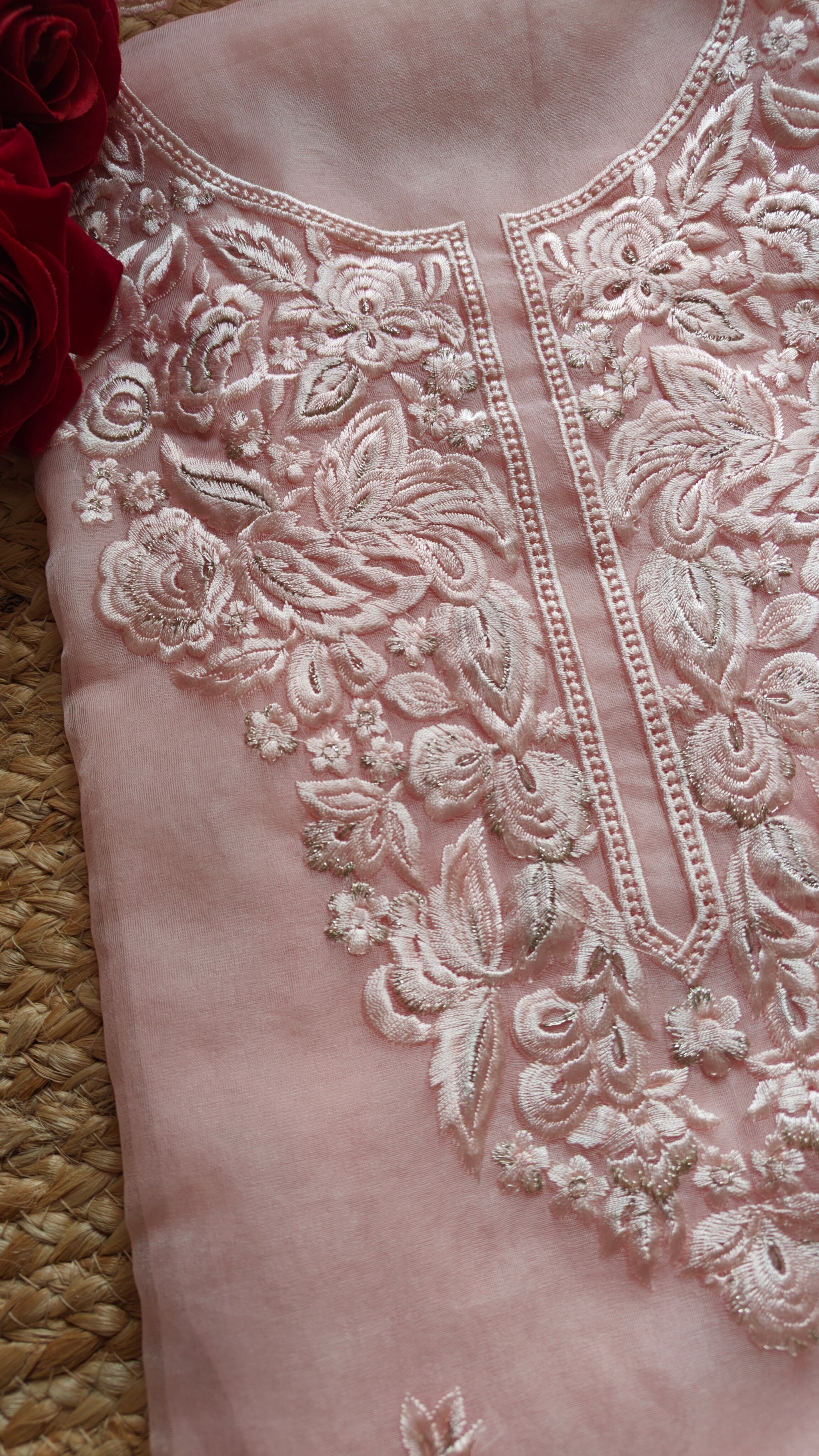 Pink Embroidery Unstitched Suit