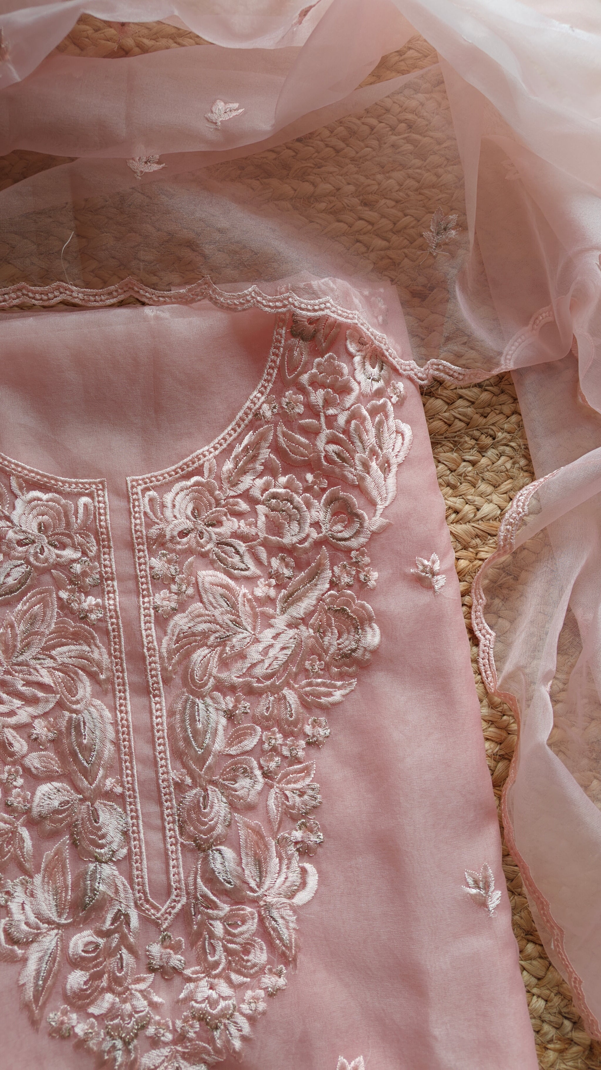 Pink Embroidery Unstitched Suit