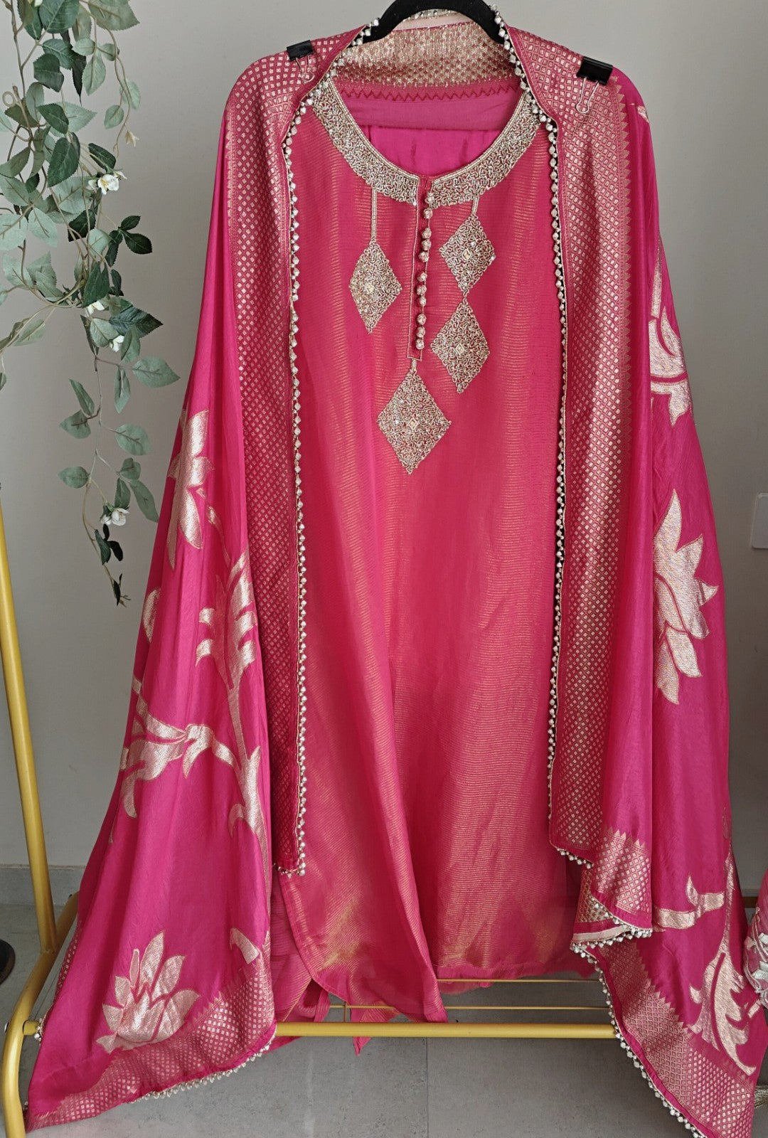 Pink Shimmer designer salwar suit material - Unstitched