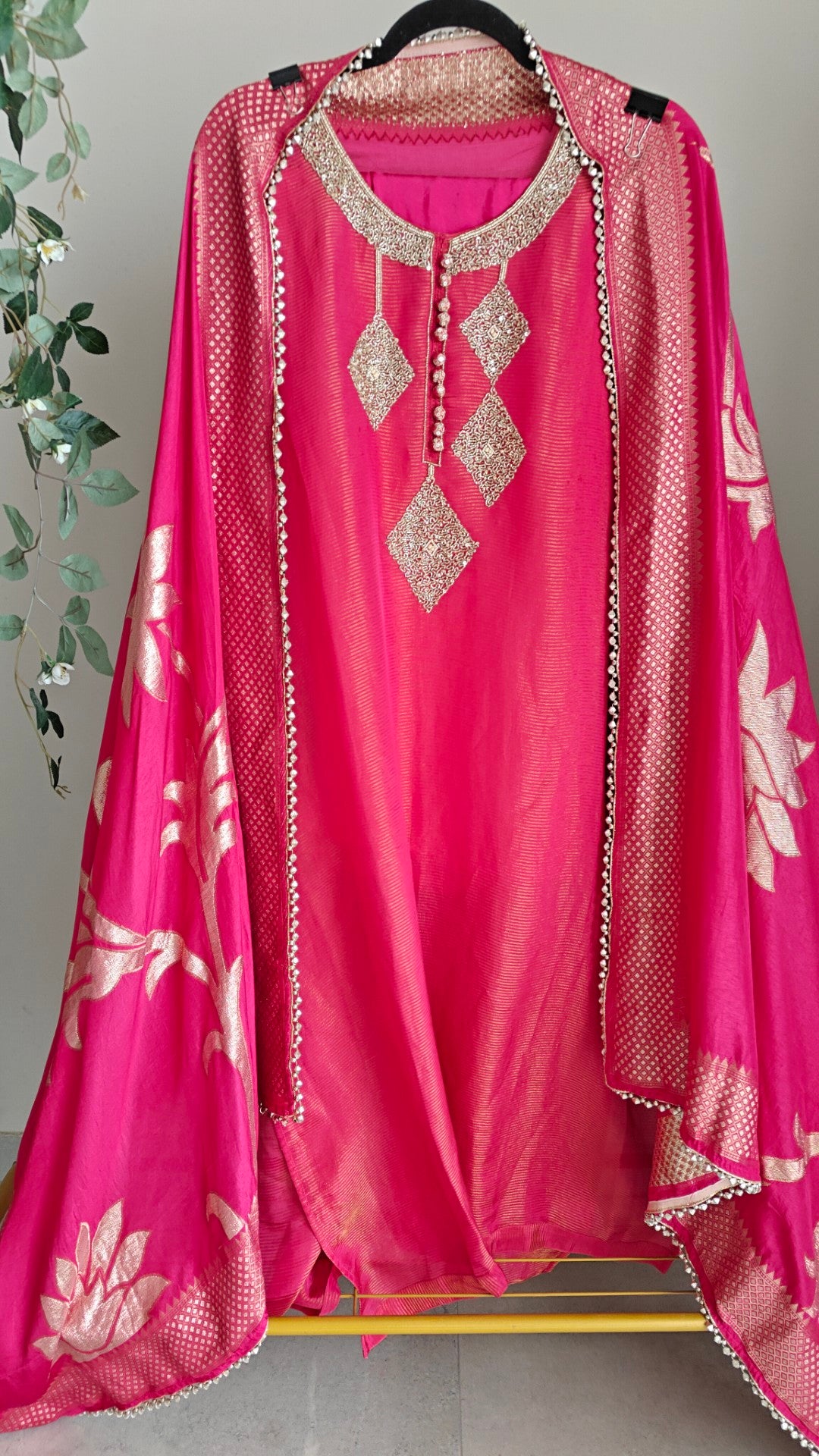 Pink Shimmer designer salwar suit material - Unstitched