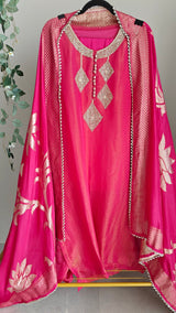 Pink Shimmer designer salwar suit material - Unstitched