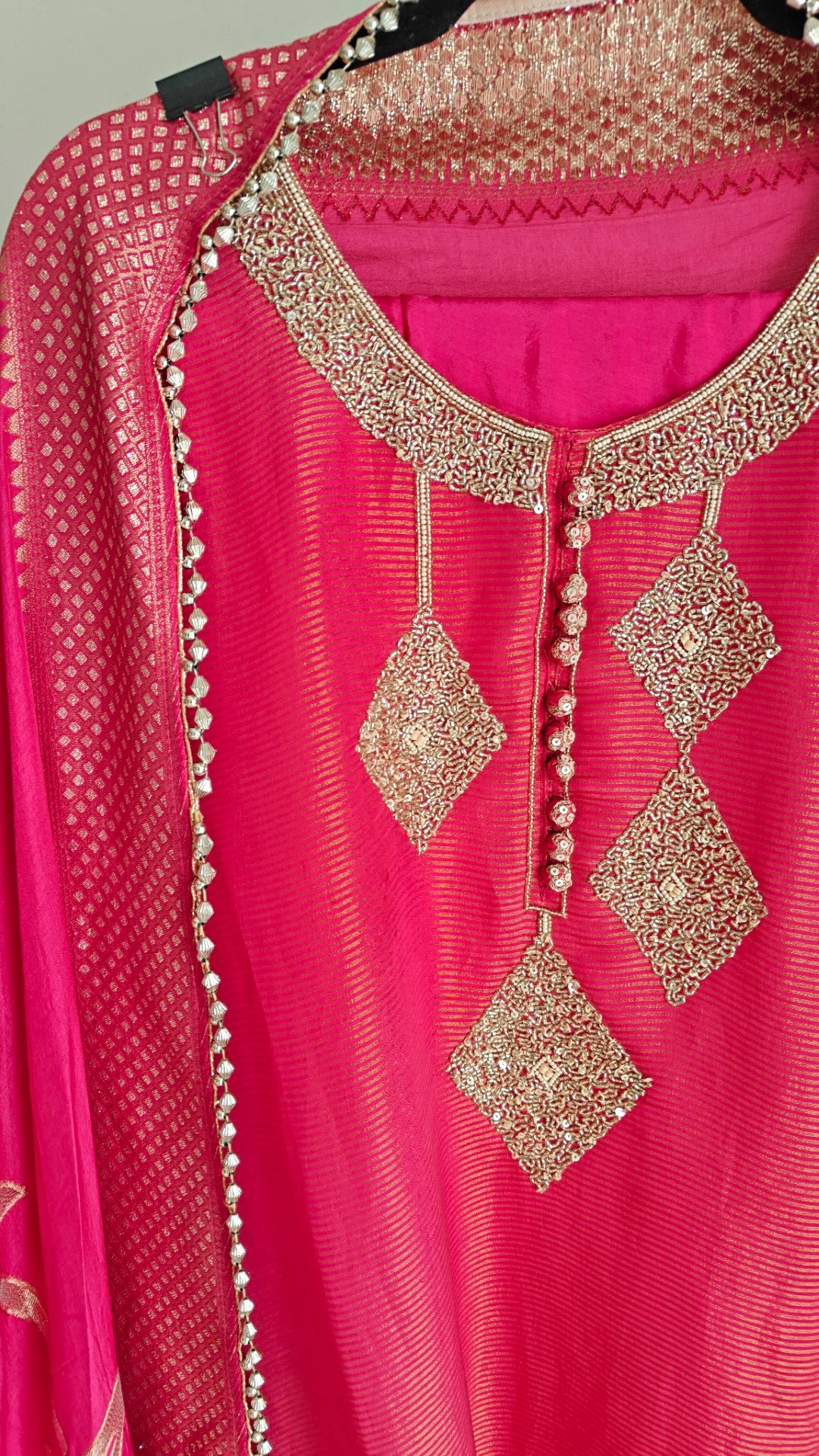 Pink Shimmer designer salwar suit material - Unstitched