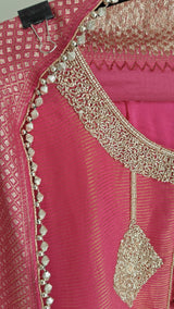 Pink Shimmer designer salwar suit material - Unstitched