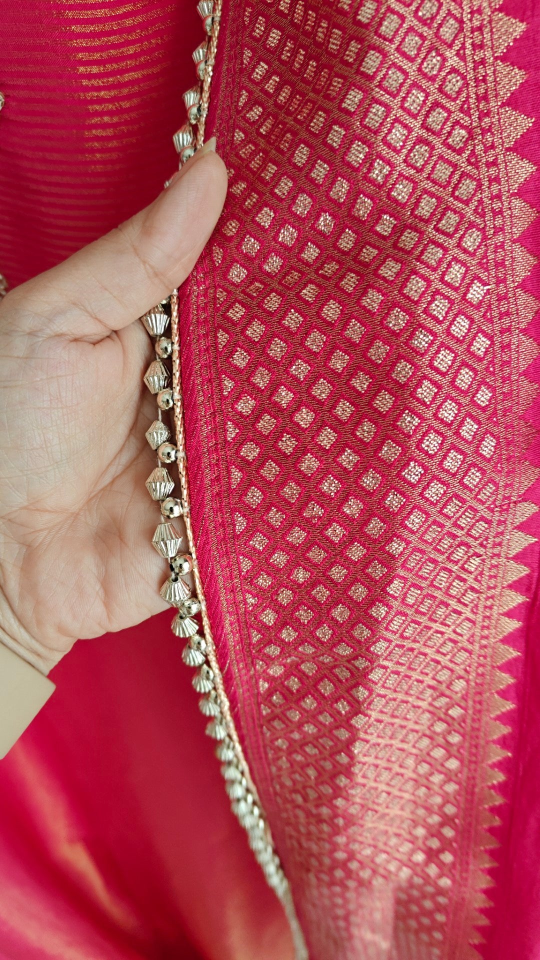 Pink Shimmer designer salwar suit material - Unstitched