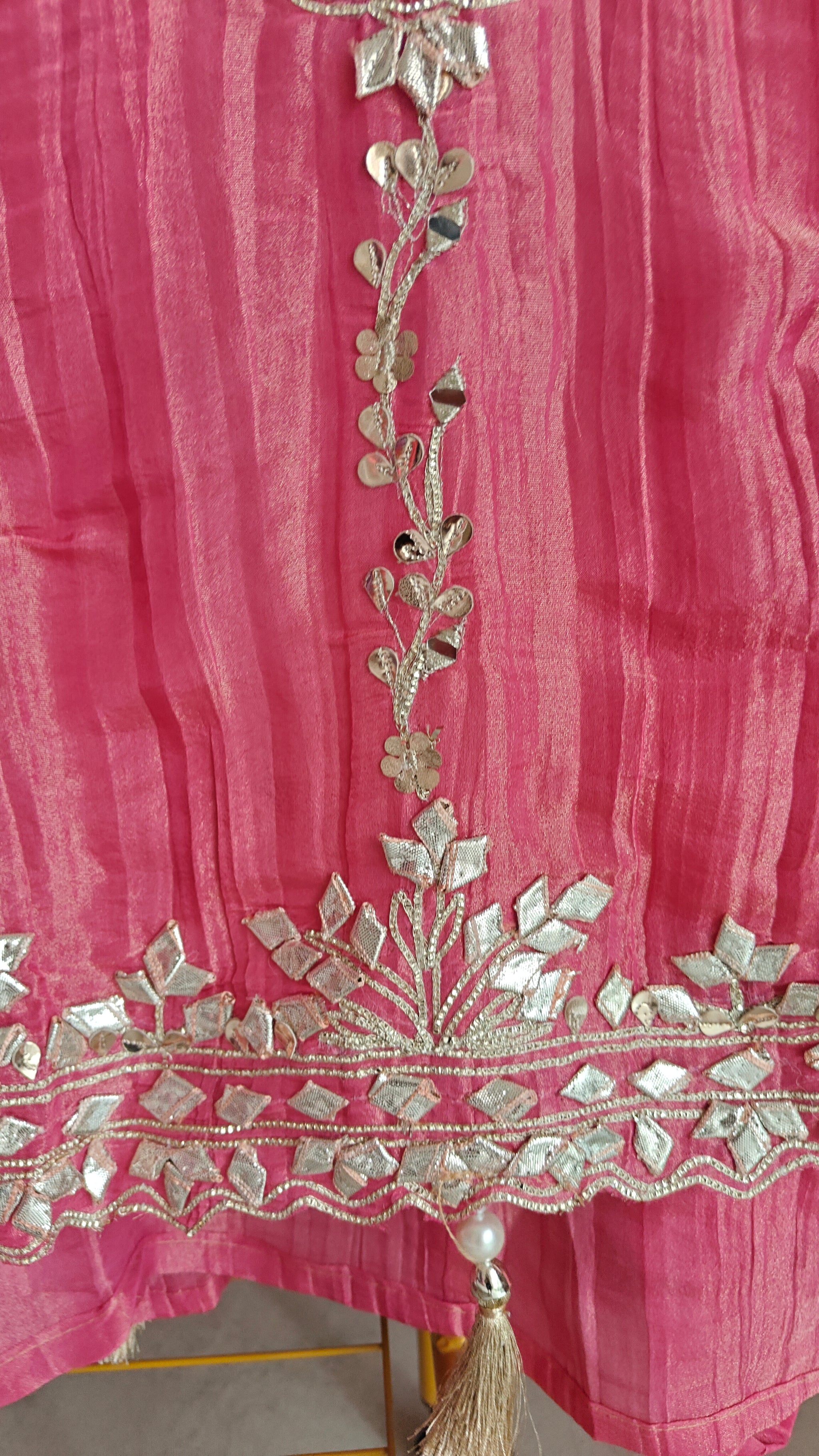 Gotta patti Ombre Purple Pink Designer Partywear embroidery unstitched suit