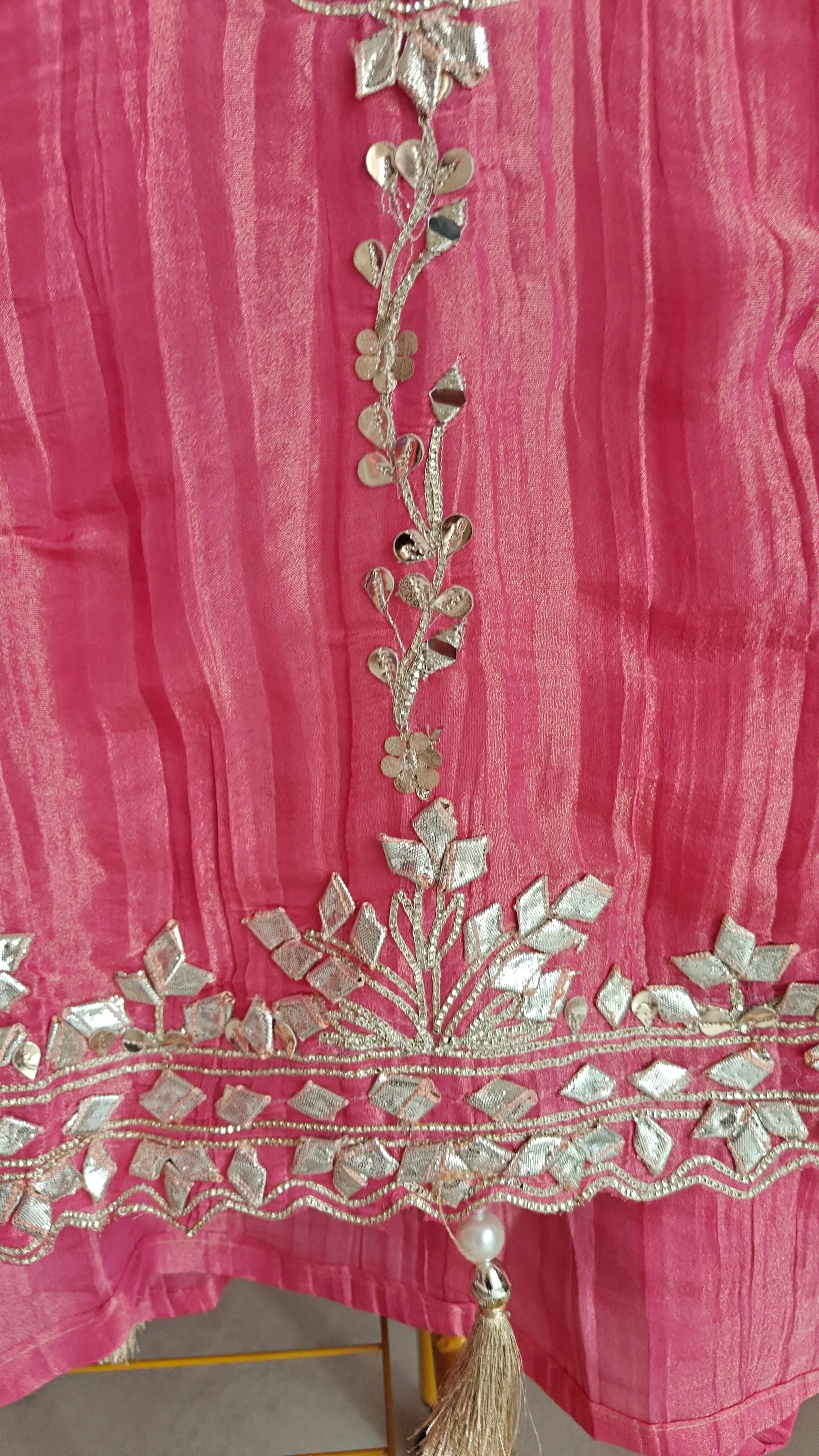 Gotta patti Ombre Purple Pink Designer Partywear embroidery unstitched suit