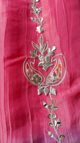 Gotta patti Ombre Purple Pink Designer Partywear embroidery unstitched suit