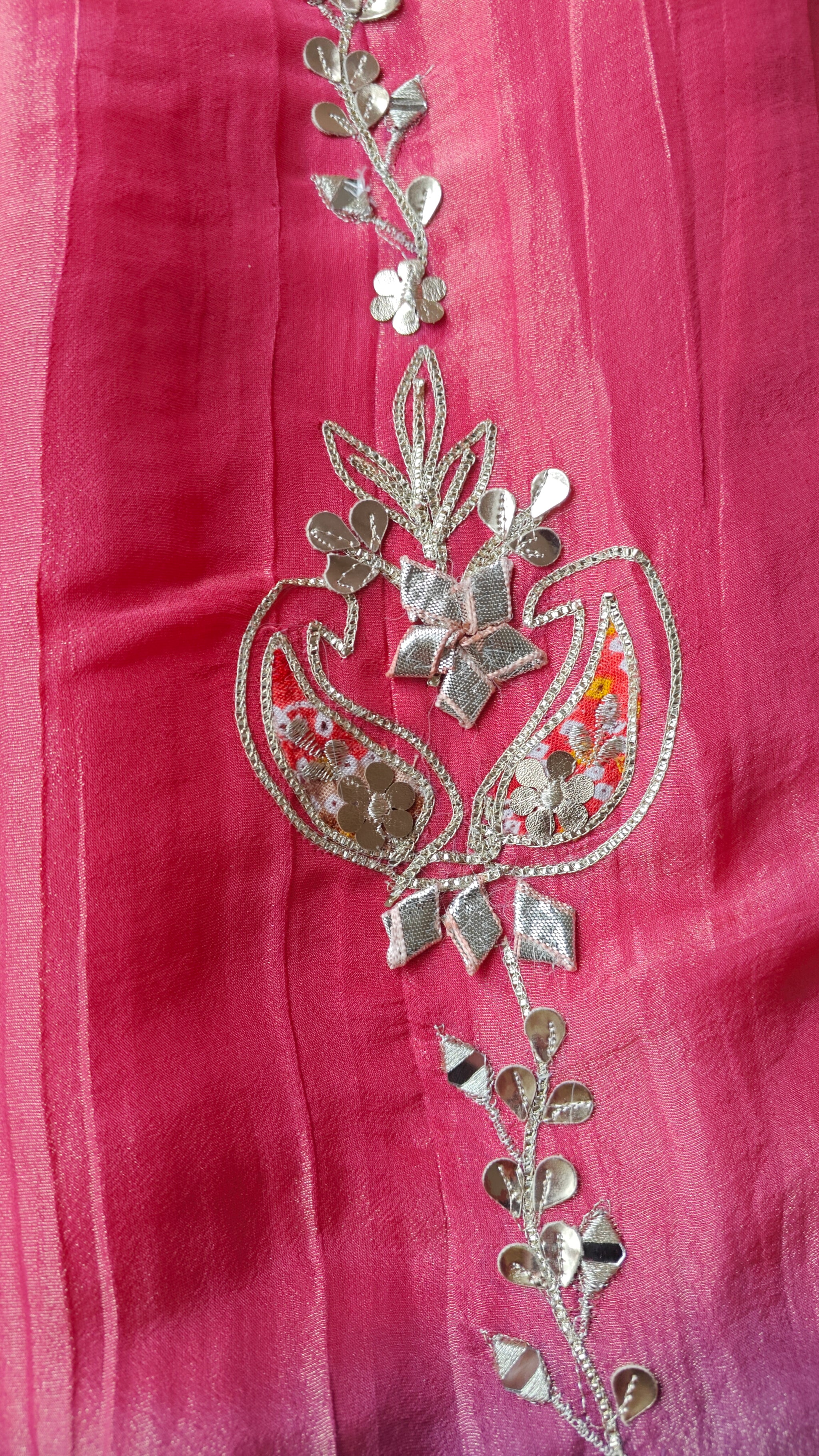 Gotta patti Ombre Purple Pink Designer Partywear embroidery unstitched suit