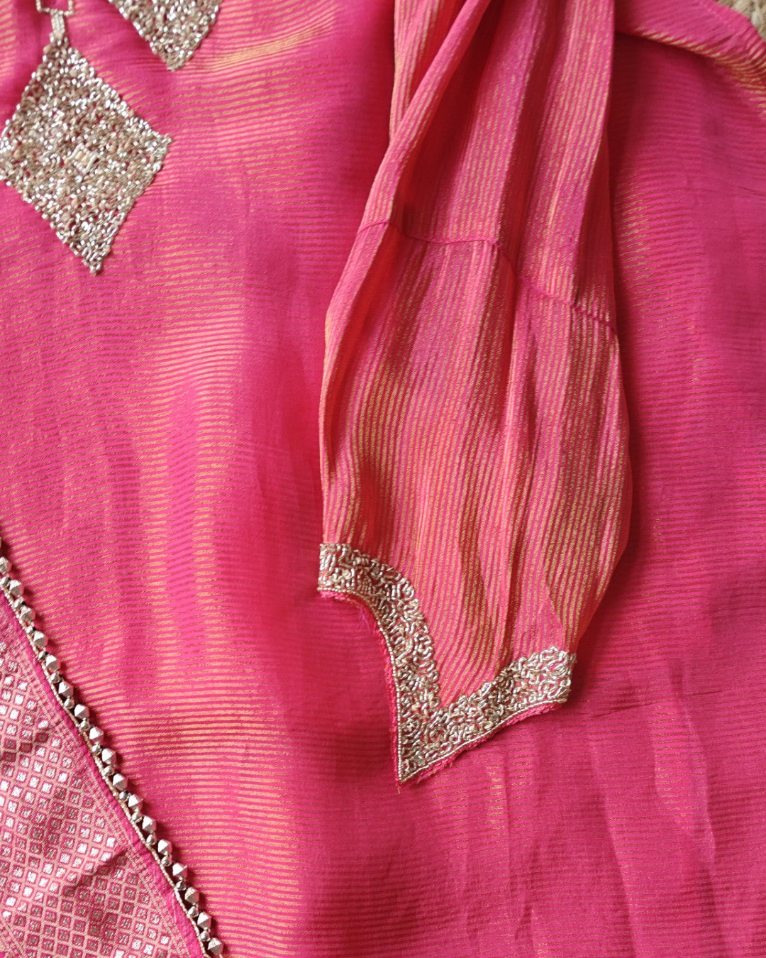Pink Shimmer designer salwar suit material - Unstitched