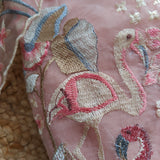 Pink Organza colorful Flamingo embroidery Dress material Unstitched Suit