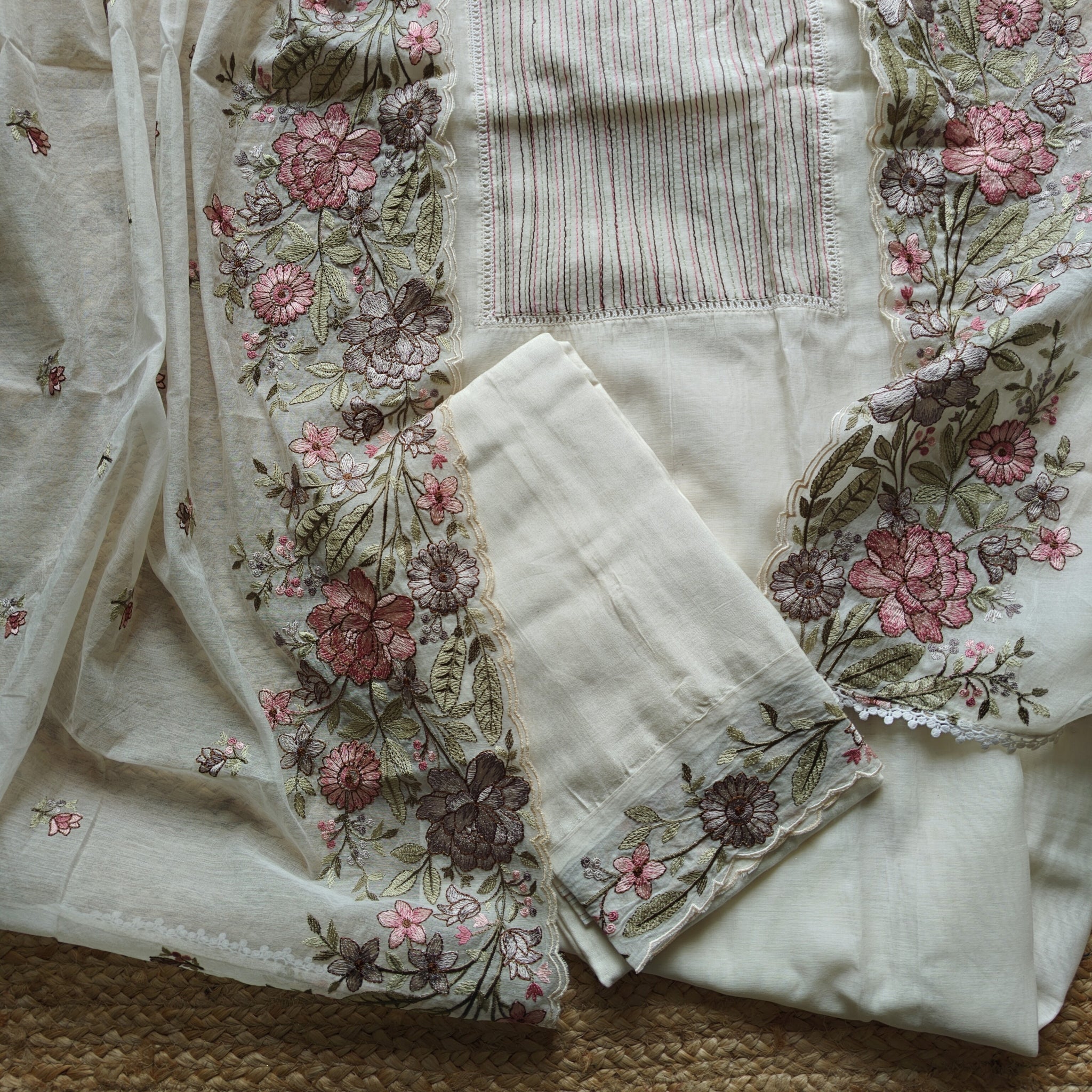 Pure Mul Cotton Embroidery dress material