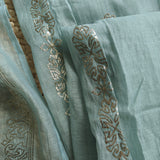 Mul Cotton dress material with pitta work Soft blue unstitched set