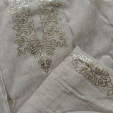 Ash color Mul Cotton dress material with pitta work unstitched set