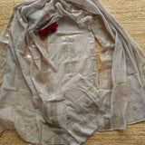 Ash color Mul Cotton dress material with pitta work unstitched set