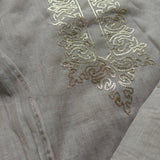 Ash color Mul Cotton dress material with pitta work unstitched set