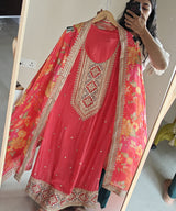 Printed Dupatta Festive wear unstitched Dress Material