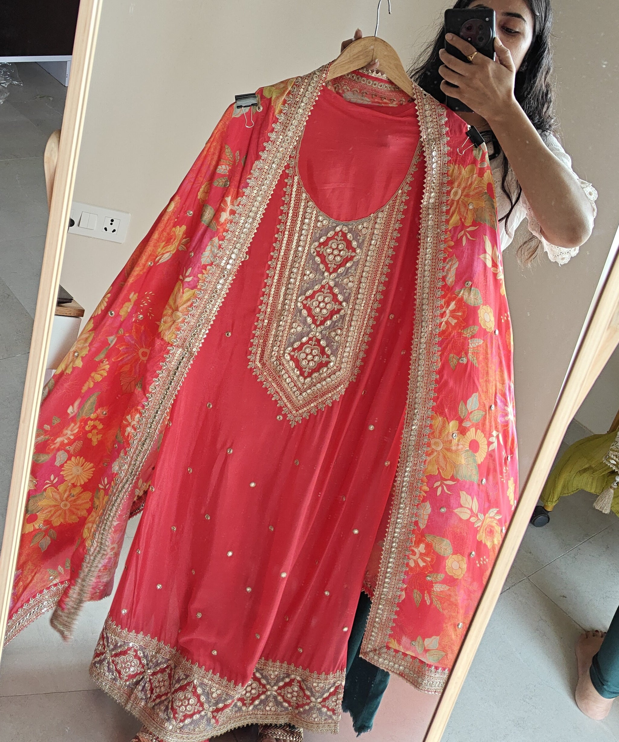 Printed Dupatta Festive wear unstitched Dress Material