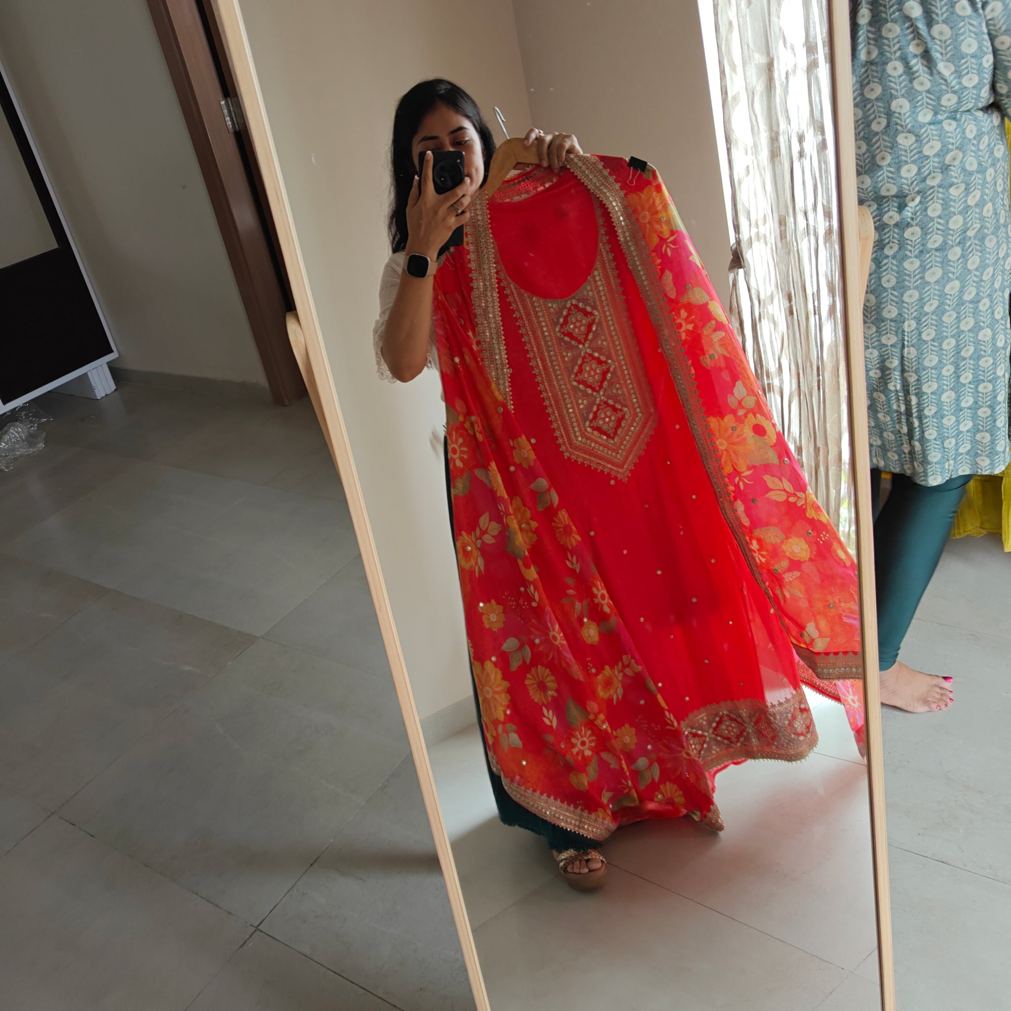 Printed Dupatta Festive wear unstitched Dress Material