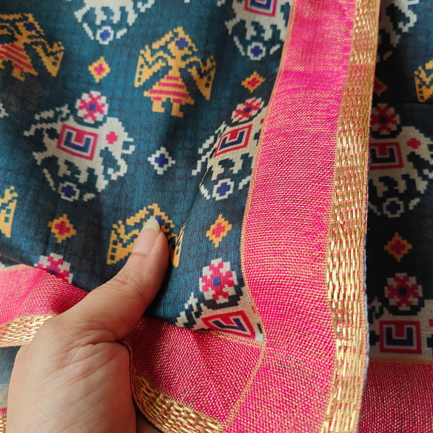 Tussar silk patola print saree.