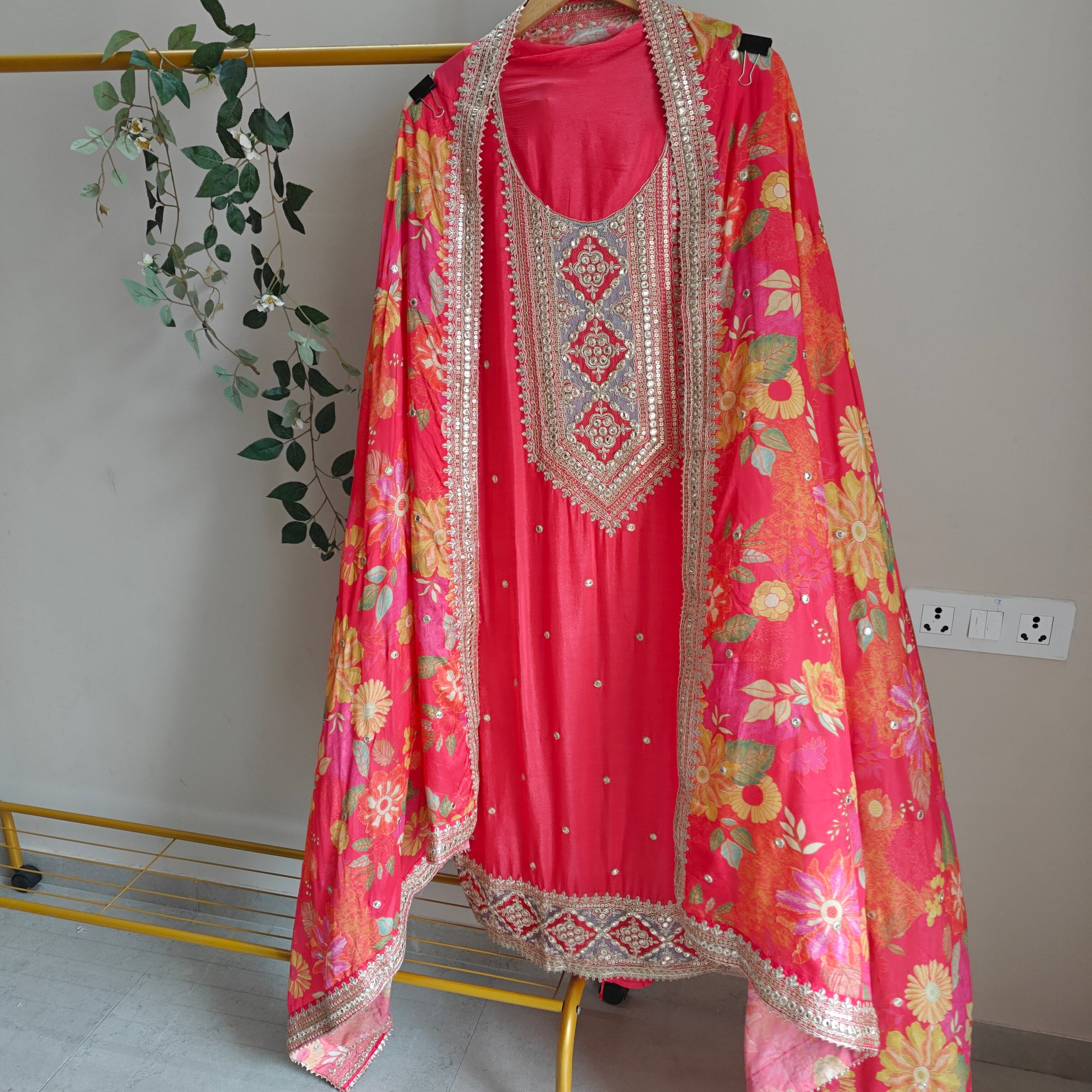 Printed Dupatta Festive wear unstitched Dress Material