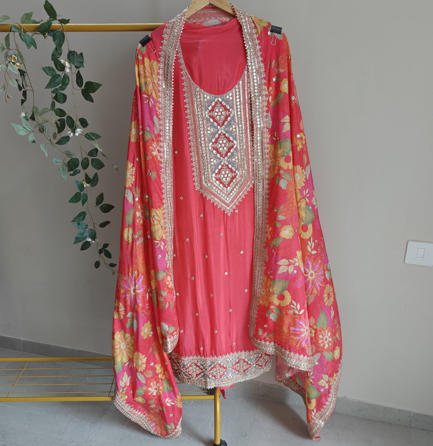 Printed Dupatta Festive wear unstitched Dress Material