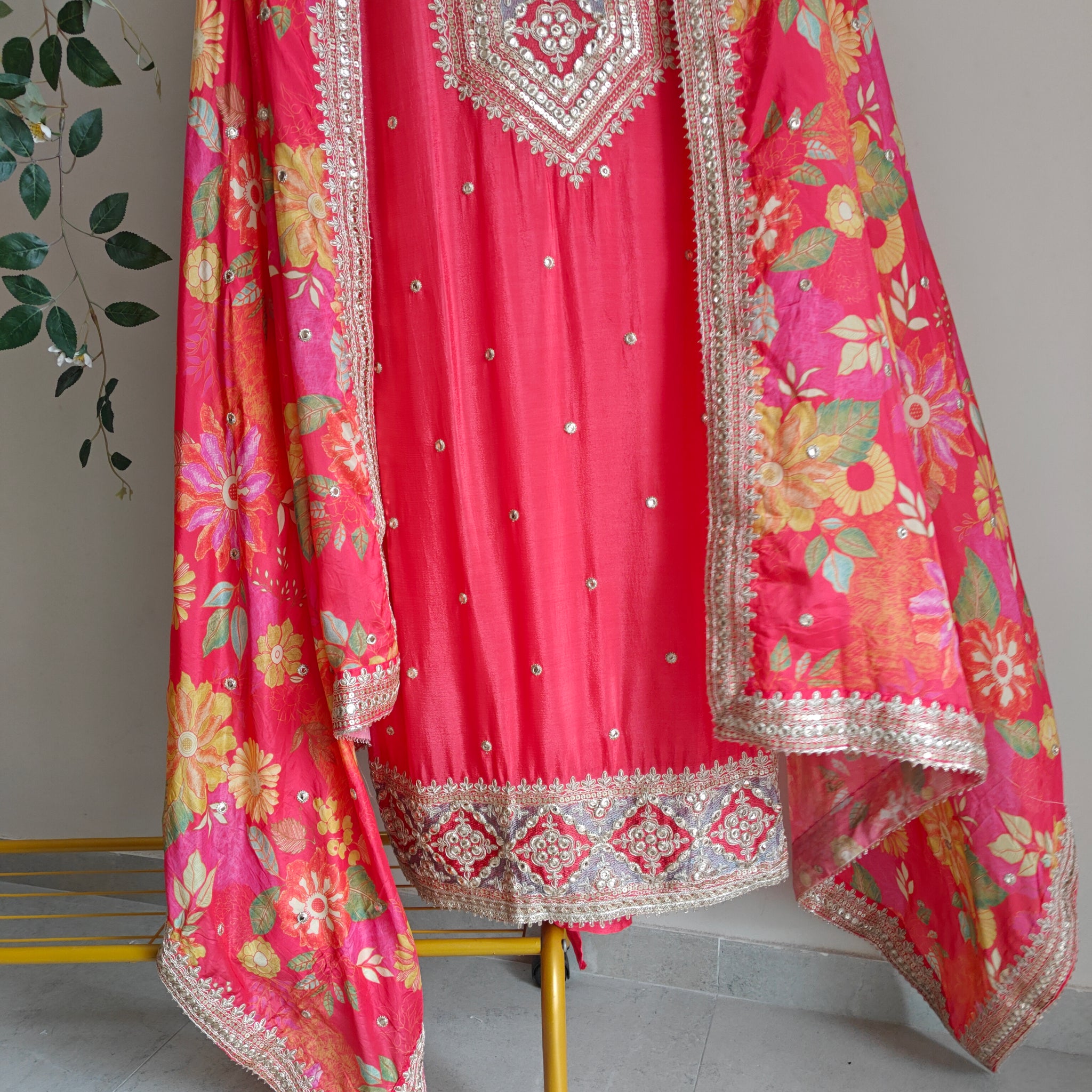 Printed Dupatta Festive wear unstitched Dress Material