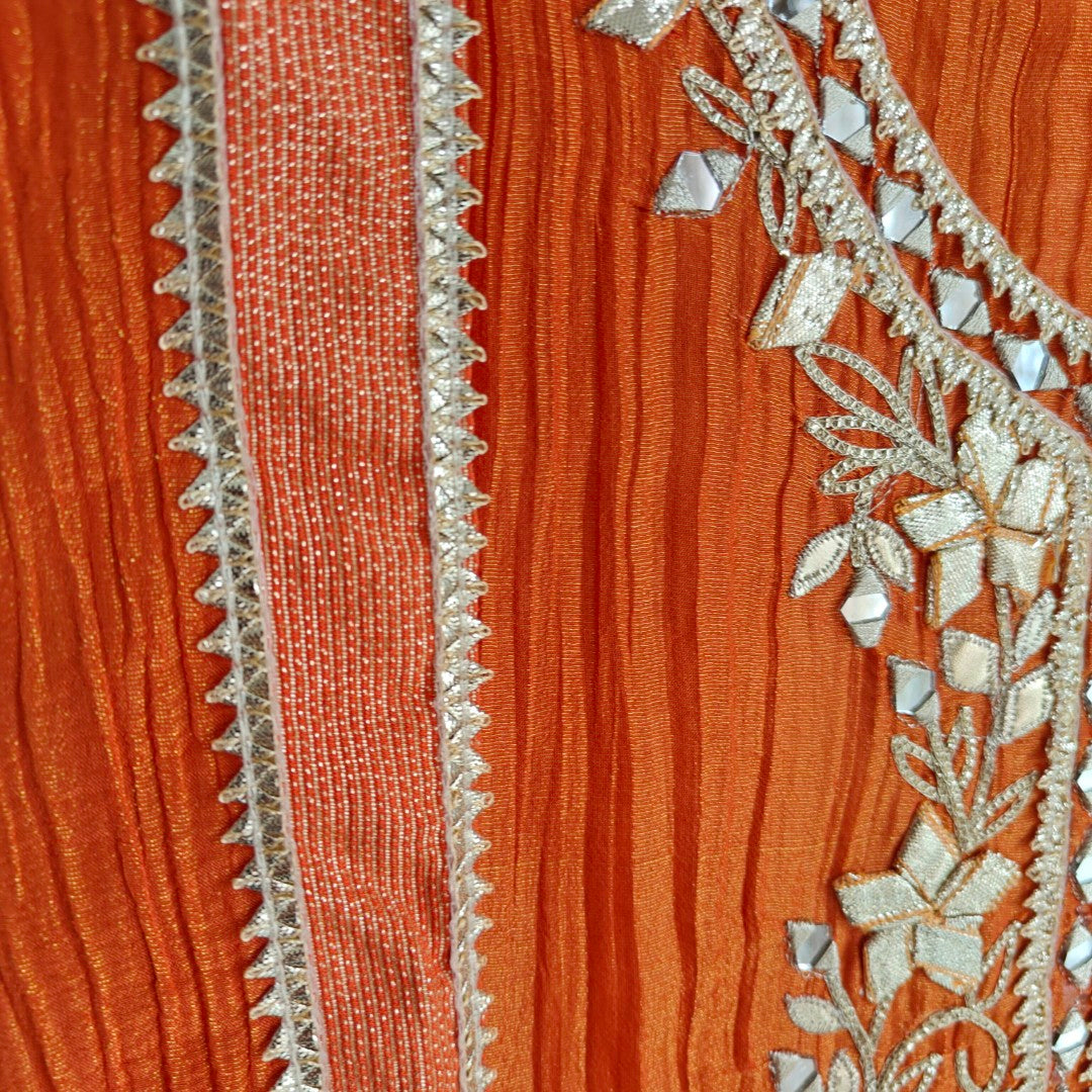 Designer Partywear Gotta patti embroidery unstitched suit.