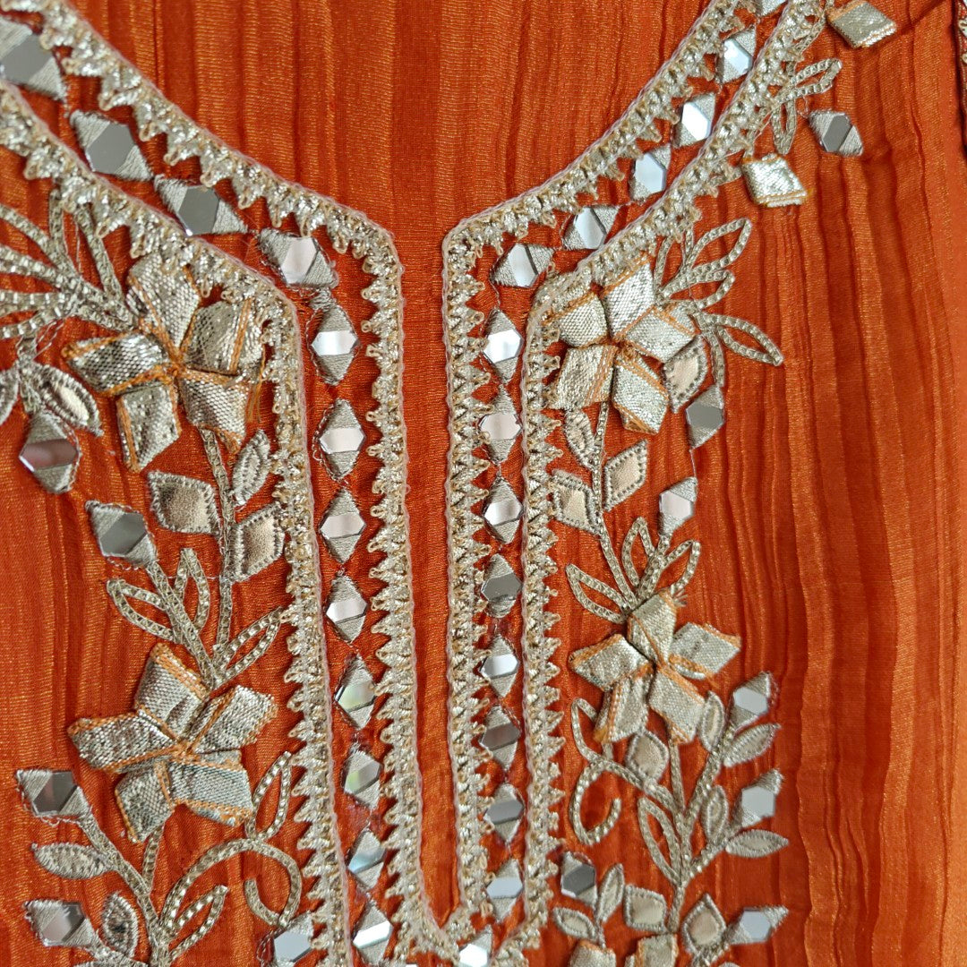 Designer Partywear Gotta patti embroidery unstitched suit.