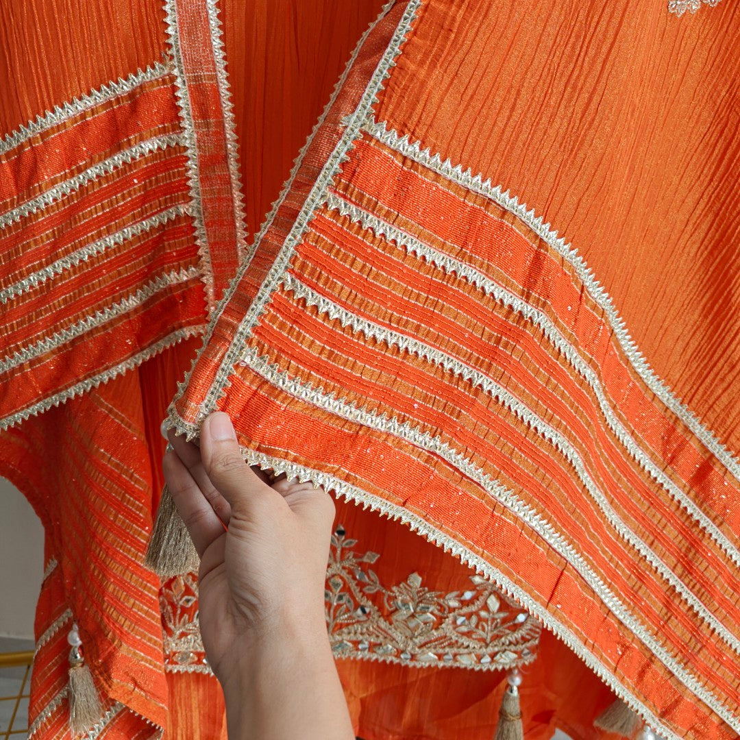 Designer Partywear Gotta patti embroidery unstitched suit.