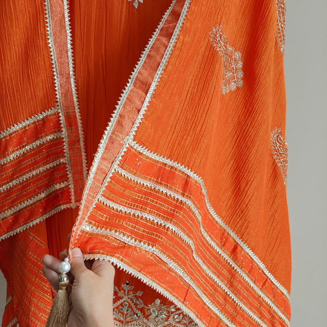 Designer Partywear Gotta patti embroidery unstitched suit.