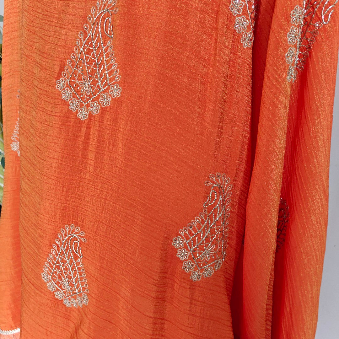 Designer Partywear Gotta patti embroidery unstitched suit.