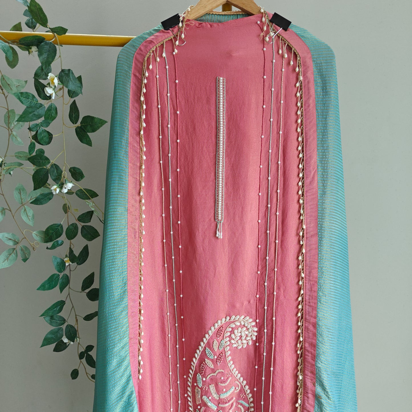 Pearl embroidery Designer Partywear embroidery unstitched suit