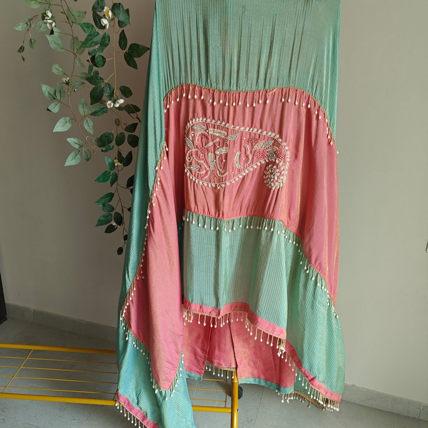 Pearl embroidery Designer Partywear embroidery unstitched suit