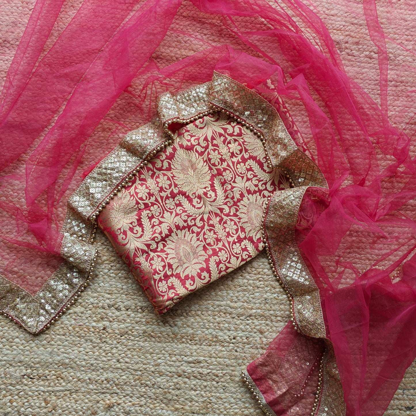 Brocade Kurta Dupatta set - unstitched dress material