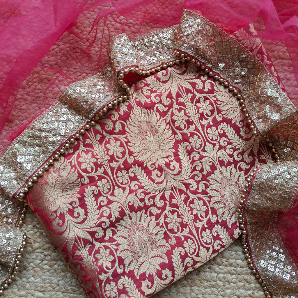 Brocade Kurta Dupatta set - unstitched dress material