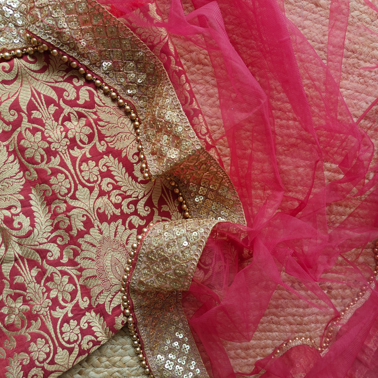 Brocade Kurta Dupatta set - unstitched dress material