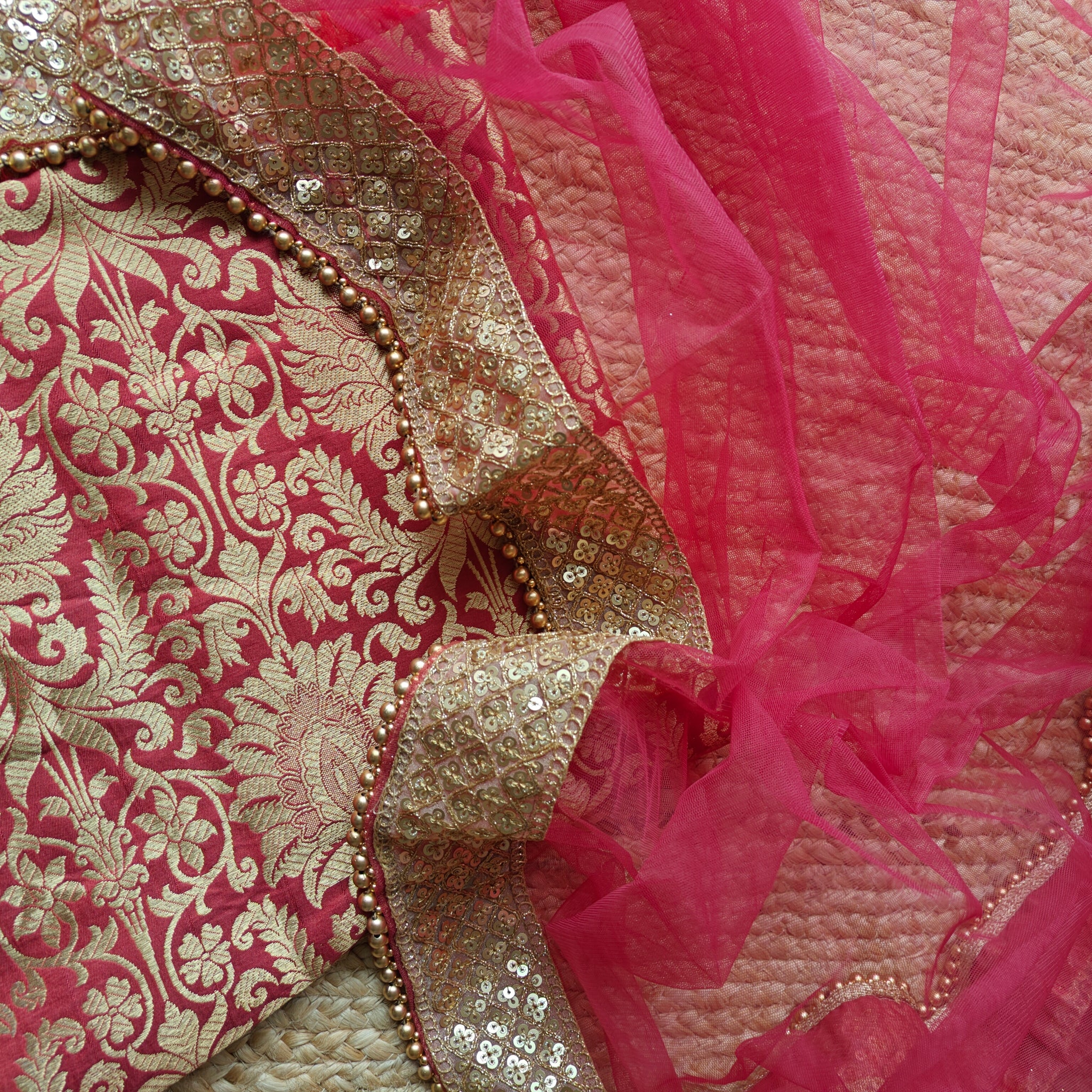 Brocade Kurta Dupatta set - unstitched dress material