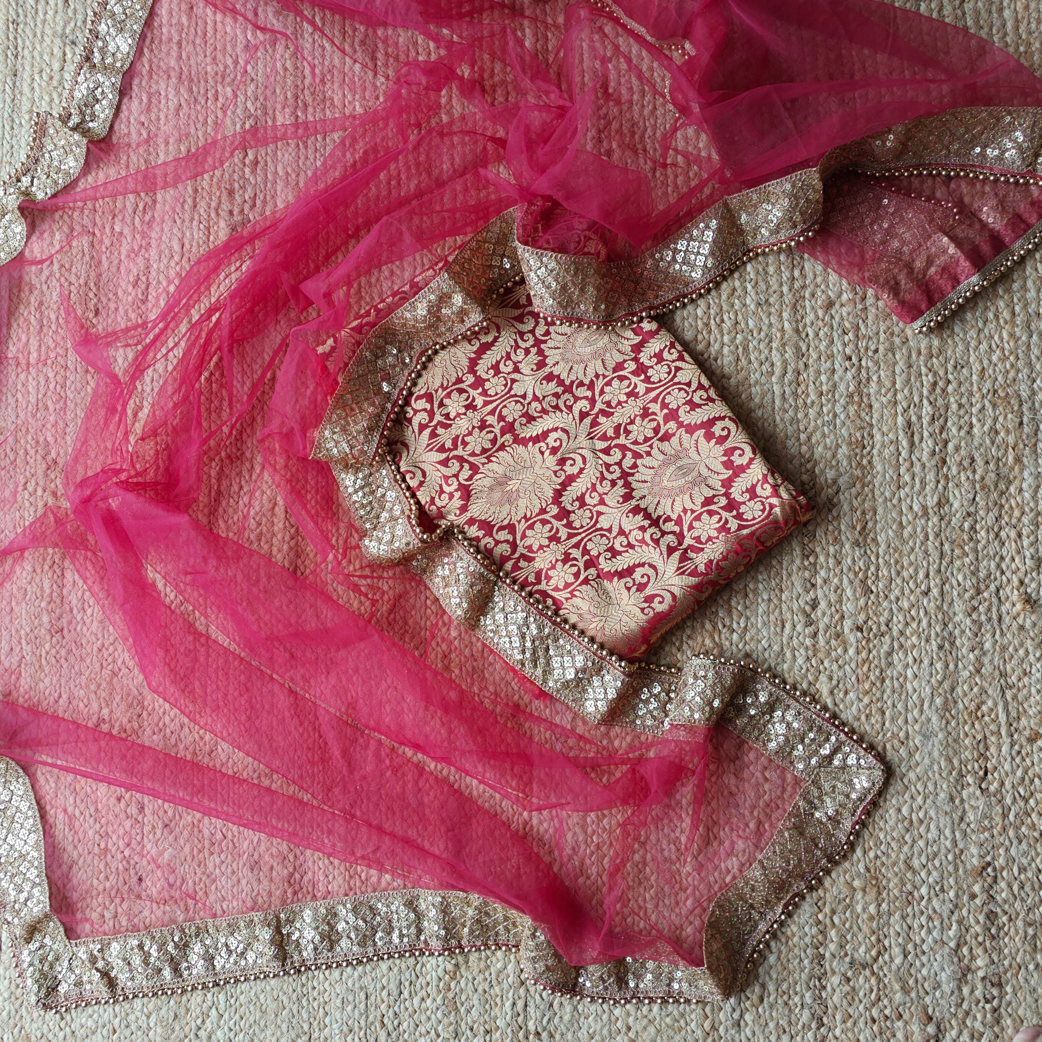 Brocade Kurta Dupatta set - unstitched dress material